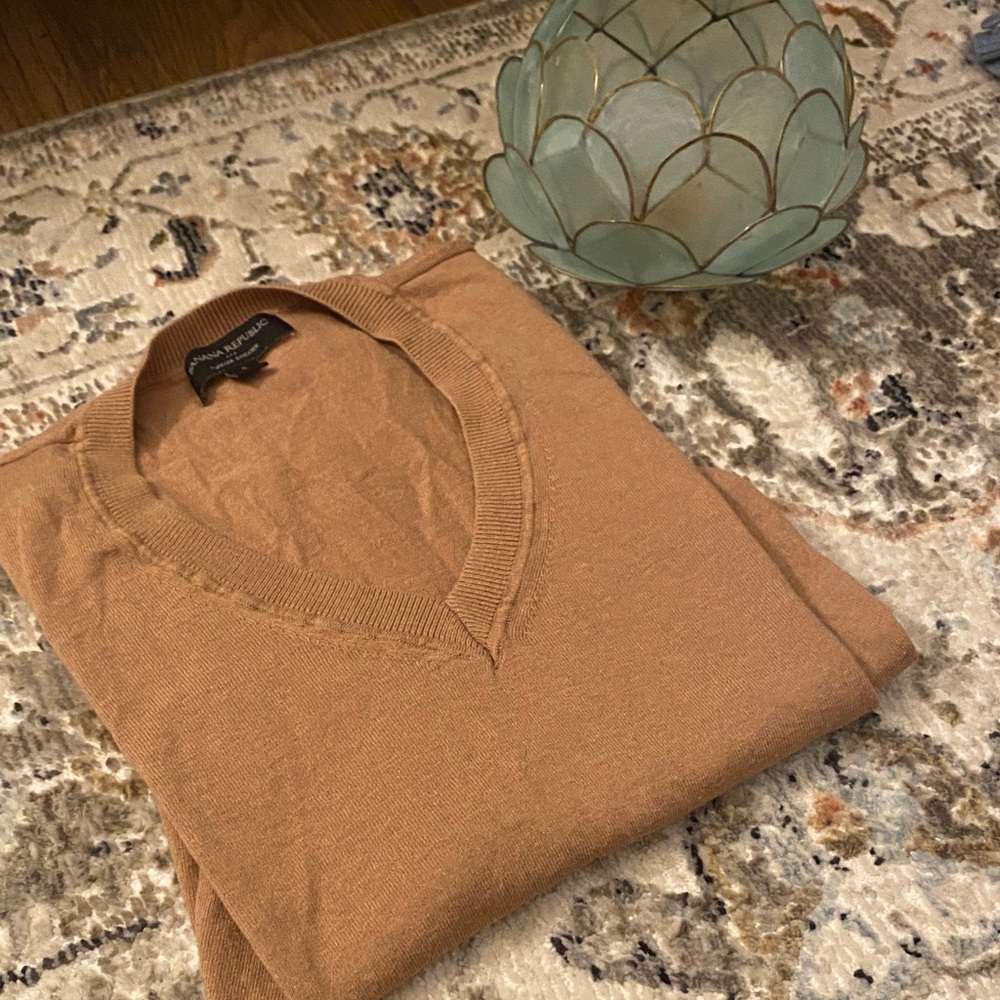 Elegant Tan V-Neck Sweater for Women